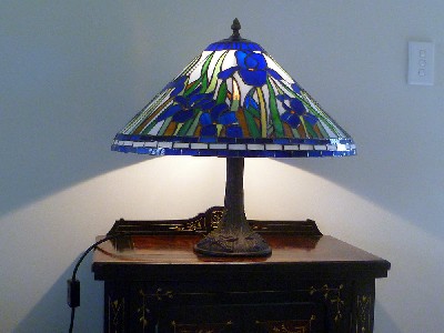 Blue Iris Tiffany style lamp