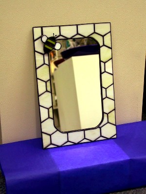 Bee and honeycomb mirror
