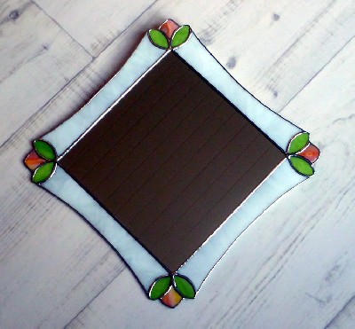 Mirror with corner buds and leaves